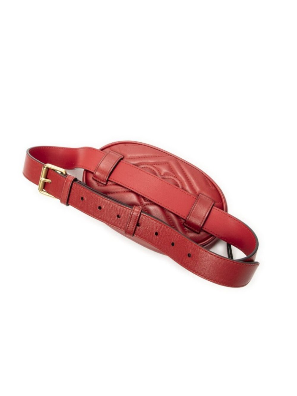 Gucci Marmont Belt Bag Red Matelasse Chez Blanc Leather - Picture 2 of 5